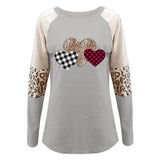 Valentine's Day T Shirt Long Sleeve Stitching Casual T-shirt round Neck Loose Top