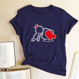 Valentine's Day T Shirts Couples Love Heart Puzzle Printed T-shirt Loose