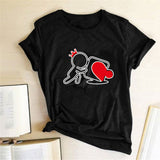 Valentine's Day T Shirts Couples Love Heart Puzzle Printed T-shirt Loose