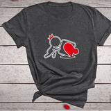 Valentine's Day T Shirts Couples Love Heart Puzzle Printed T-shirt Loose