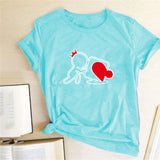 Valentine's Day T Shirts Couples Love Heart Puzzle Printed T-shirt Loose