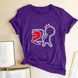 Valentine's Day T Shirts Couples Love Heart Puzzle Printed T-shirt Loose