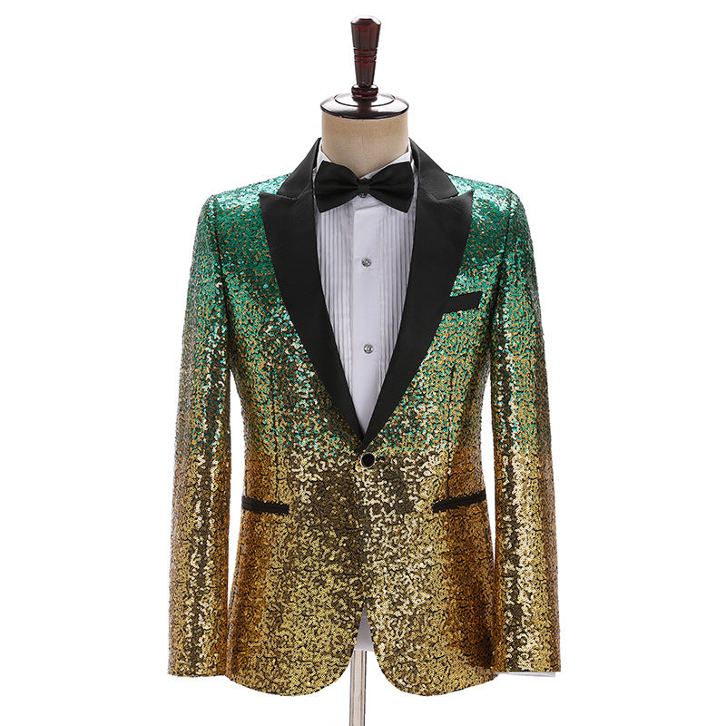 Men Prom Outfits Gradient Sequin