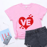 Valentine's Day T Shirts Couples Couples Love Heart Printing Couple T-shirt Loose