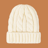 Red Beanie Hat Solid Color Hat Women's Fashion Hemp Pattern Knitted Hat Autumn and Winter Beanie Hat Tide
