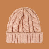 Red Beanie Hat Solid Color Hat Women's Fashion Hemp Pattern Knitted Hat Autumn and Winter Beanie Hat Tide