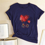 Valentine's Day T Shirts Couples Love Bike Couple Print Valentine's Day Women's T-shirt
