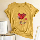 Valentine's Day T Shirts Couples Love Bike Couple Print Valentine's Day Women's T-shirt