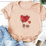 Valentine's Day T Shirts Couples Love Bike Couple Print Valentine's Day Women's T-shirt