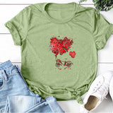Valentine's Day T Shirts Couples Love Bike Couple Print Valentine's Day Women's T-shirt