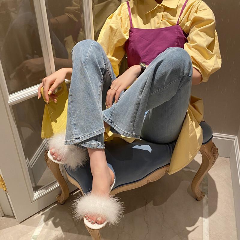 Platform Heels for Women Spring/Summer Furry Sandals for Women