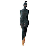 Women's Spring Clothing Long Sleeve High Neck Sexy Backless Hip Raise Skinny Sports Jumpsuit