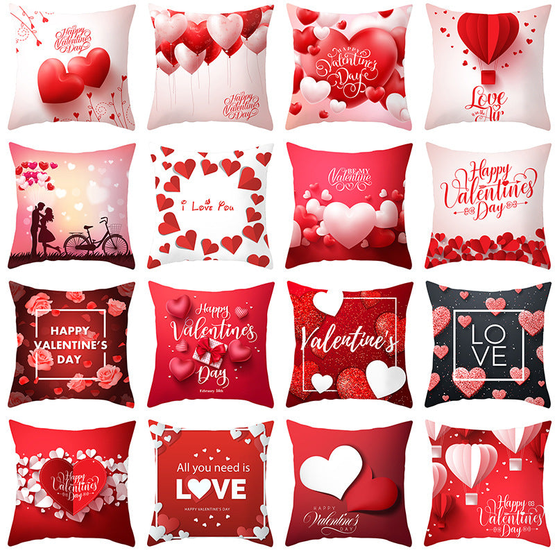 Valentine's Day Pillow Covers 4 Piece Random Styles Together, Home Festival Sofa Cushion Cushion Cover