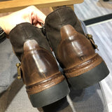Justin Yellowstone Boots Men'S Winter Brown Solid Color Captain Jack Dr. Martens Boots