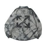 Off White Jacket Ow Autumn Straight Hem Gray Lapel Casual Side Seam Sidekick Camouflage Denim Shirt Owt