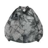 Off White Jacket Ow Autumn Straight Hem Gray Lapel Casual Side Seam Sidekick Camouflage Denim Shirt Owt