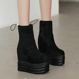 Platform Heels for Women Fall/Winter Velvet Short Boots