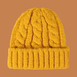 Red Beanie Hat Solid Color Hat Women's Fashion Hemp Pattern Knitted Hat Autumn and Winter Beanie Hat Tide