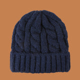 Red Beanie Hat Solid Color Hat Women's Fashion Hemp Pattern Knitted Hat Autumn and Winter Beanie Hat Tide