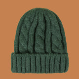 Red Beanie Hat Solid Color Hat Women's Fashion Hemp Pattern Knitted Hat Autumn and Winter Beanie Hat Tide