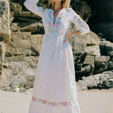 Beth Dutton Bohemian Dress Winter Autumn Maxi Dresses Spring and Autumn White Vacation Dress