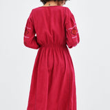 Beth Dutton Bohemian Dress Winter Autumn Midi Dresses Embroidered Midi Dress