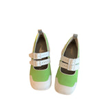 Platform Heels for Women Spring Vintage Round Toe Color-Blocking Ankle-Strap Shoes