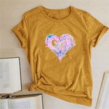 Valentine's Day T Shirts Couples Colorful Love Pattern Printed Women's T-shirt
