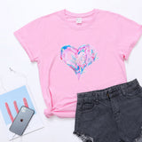 Valentine's Day T Shirts Couples Colorful Love Pattern Printed Women's T-shirt