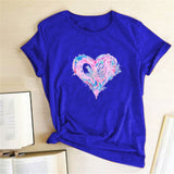 Valentine's Day T Shirts Couples Colorful Love Pattern Printed Women's T-shirt