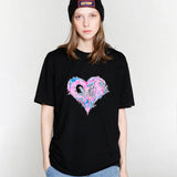 Valentine's Day T Shirts Couples Colorful Love Pattern Printed Women's T-shirt