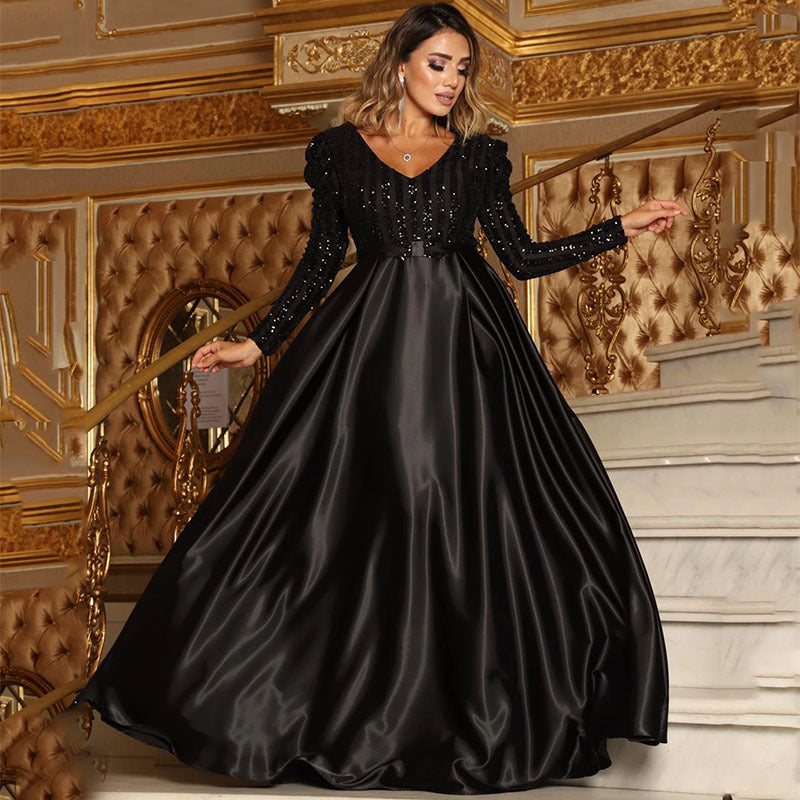 Long Homecoming Dresses Deep V Swing Sexy Dress Evening Dress