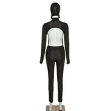 Women's Spring Clothing Long Sleeve High Neck Sexy Backless Hip Raise Skinny Sports Jumpsuit