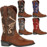 Justin Yellowstone Boots Knight Boots Casual Men'S Shoes High-Top Square Toe Embroidery