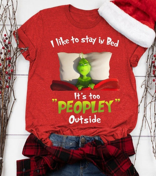 Men and Women Grinch Shirt Christmas Short Grinch Printed Short Sleeve T-shirt