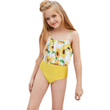 Children Swimsuit 2021 AliExpress Amazon Children's New European and American Ruffled Sunflower High Waist Sexy Bikini Swimsuit for Women