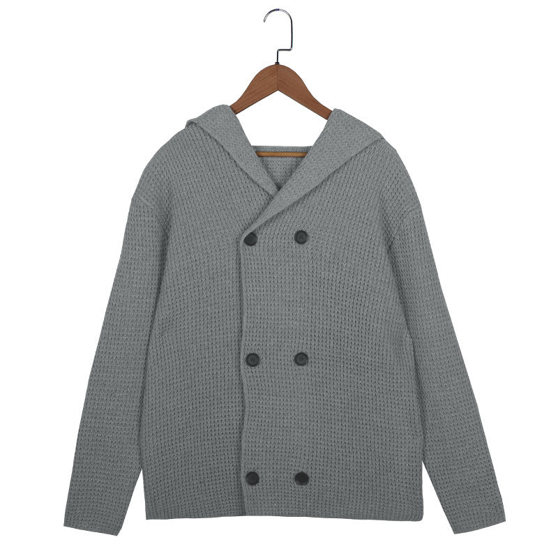 Baja Hoodie Solid Color Hooded Sweater Button Long Sleeve