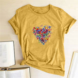 Valentine's Day T Shirts Couples Colorized Butterfly Love Pattern Printed Women's T-shirt