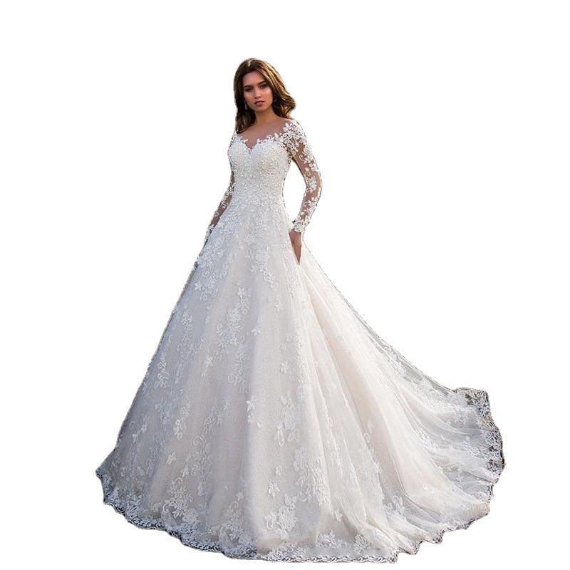 Long Homecoming Dresses Spring Long Sleeve off-Shoulder Bridal Wedding Dress