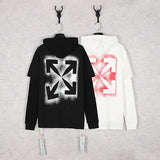 Off White Hoodie With Arrow Print Arrow Men'S And Women'S Cotton Sweater Coat Top Men'S Clothing Owt