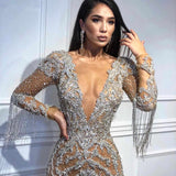 Long Homecoming Dresses Long Sleeve Gold Maxi Dress Gown