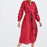 Beth Dutton Bohemian Dress Winter Autumn Midi Dresses Embroidered Midi Dress