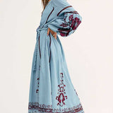 Beth Dutton Bohemian Dress Winter Autumn Maxi Dresses Lantern Long Sleeve Holiday Dress