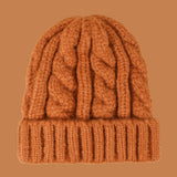 Red Beanie Hat Solid Color Hat Women's Fashion Hemp Pattern Knitted Hat Autumn and Winter Beanie Hat Tide