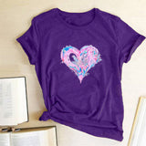 Valentine's Day T Shirts Couples Colorful Love Pattern Printed Women's T-shirt