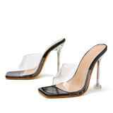 Clear Heels Slippers Women's Summer Outdoor Crystal Transparent Open Toe Stiletto Heel