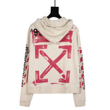 Off White Hoodie With Arrow Print Sweater Printed Large Size Loose Hoodie Casual And Comfortable Men'S Clothing Owt