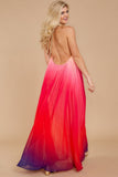kendall jenner wedding guest dress   Women Patchwork Gradient Bohemian Beach Sexy Backless Dress