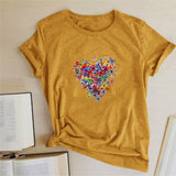 Valentine's Day T Shirts Couples Colorized Butterfly Love Pattern Printed Women's T-shirt