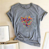 Valentine's Day T Shirts Couples Colorized Butterfly Love Pattern Printed Women's T-shirt
